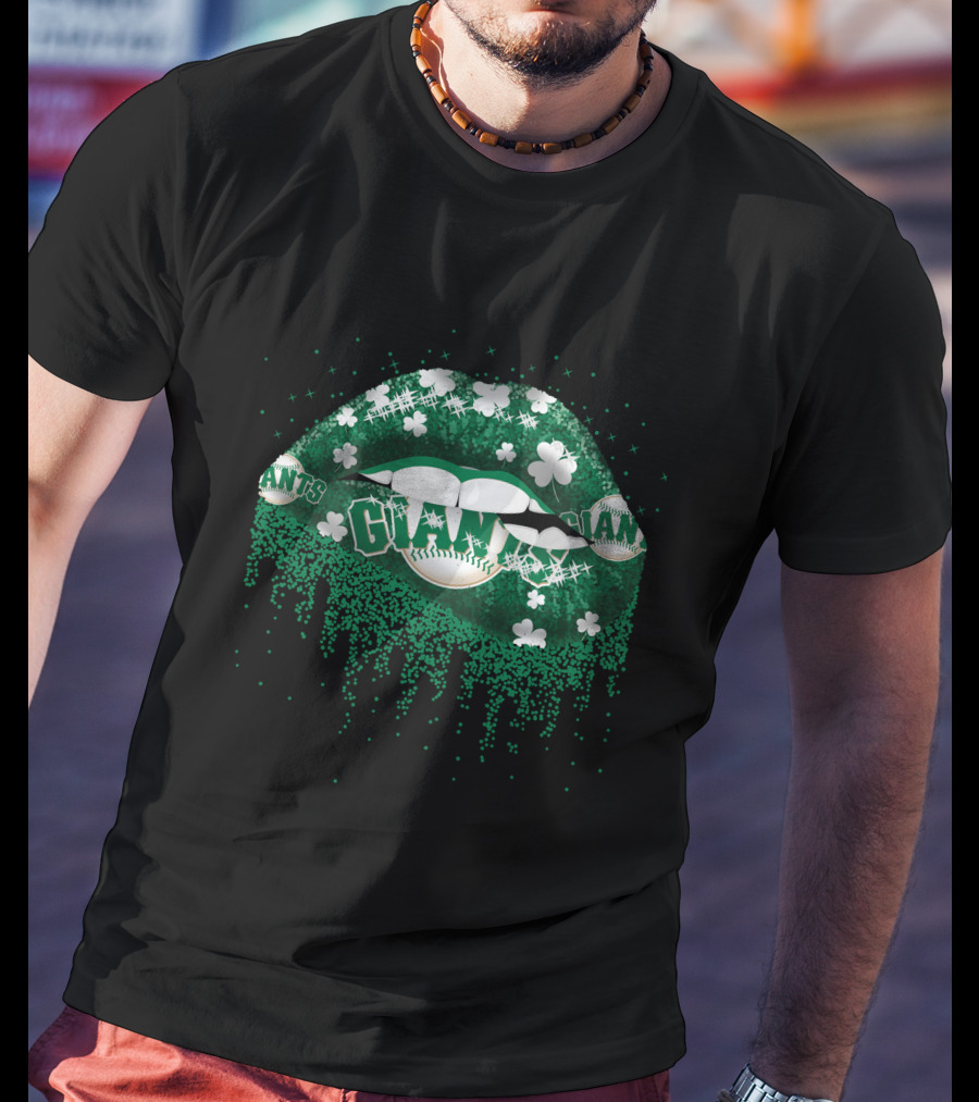 San Francisco Giants St. Patrick's Day Green Lips Shamrocks Baseball Theme T-Shirt