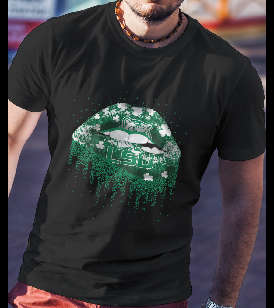 LSU Tigers Shamrock Lips T-Shirt