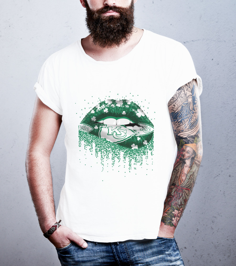 KC Chiefs Clover Lips St. Patrick's Day T-Shirt