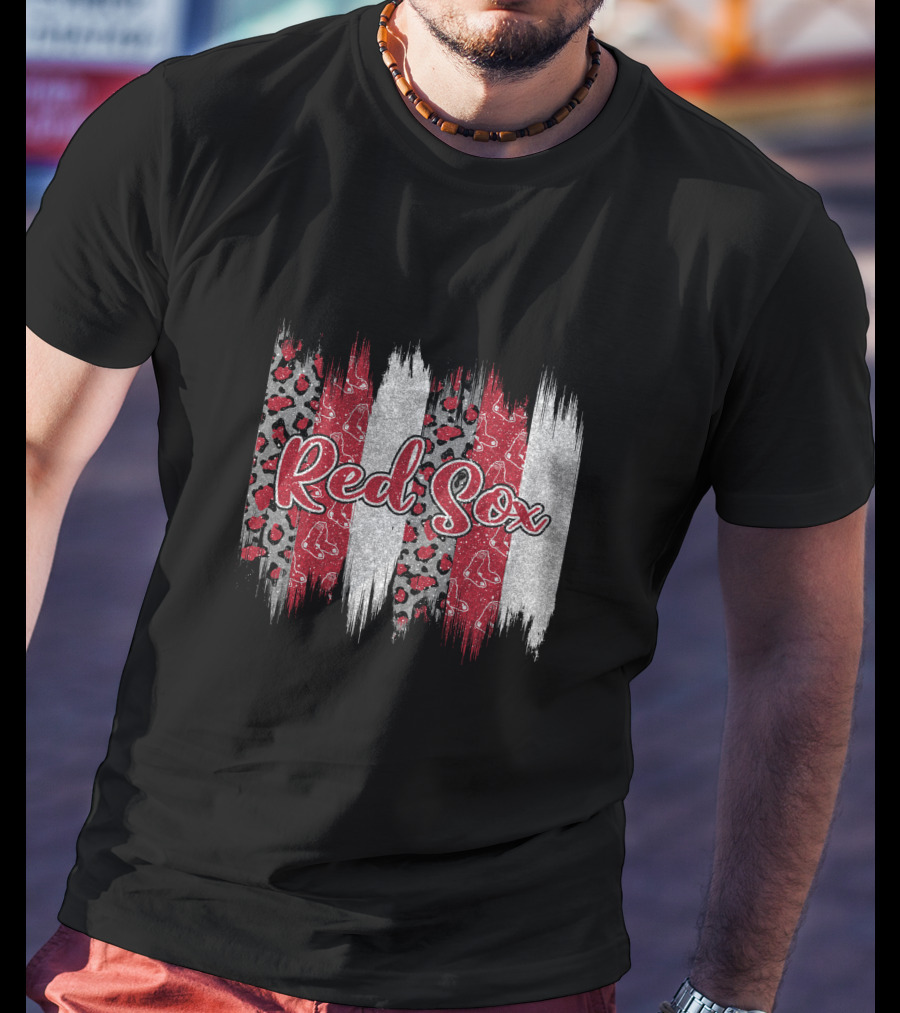 Red Sox Glitter Brushstroke T-Shirt