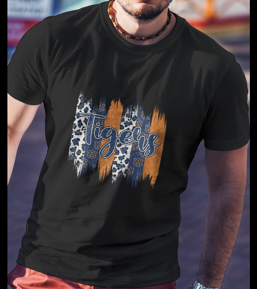 Auburn Tigers Brushstroke Bold Patterned Stripes With Auburn T-Shirt