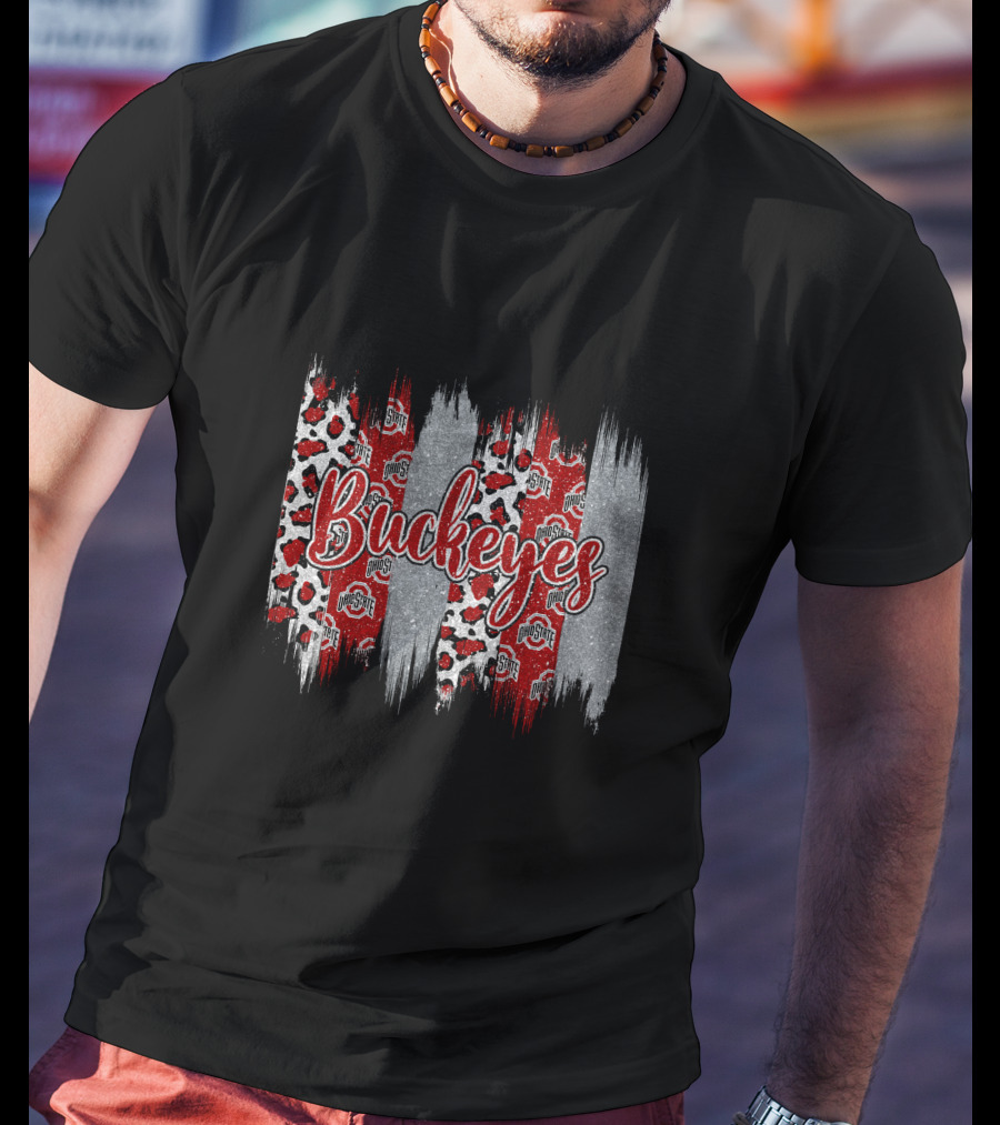 Buckeyes Ohio State Brushstroke Leopard T-Shirt