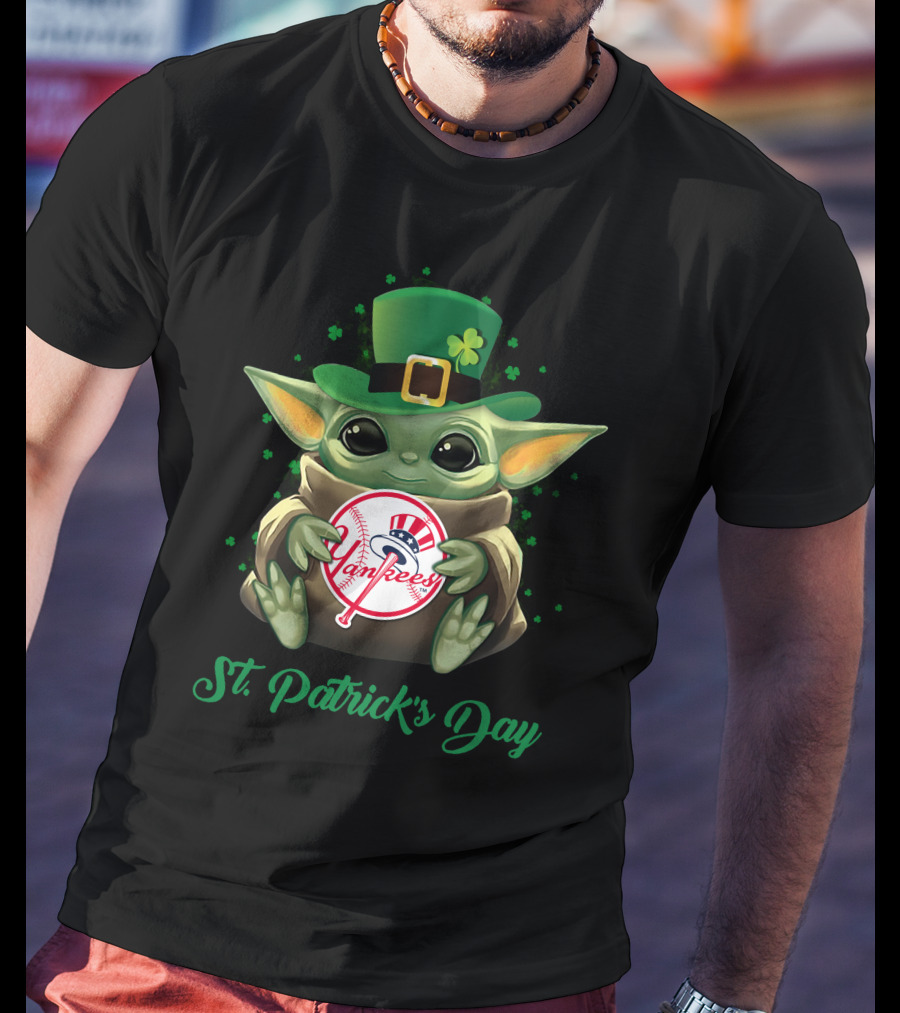 Yankees Baby Yoda St. Patrick's Day T-Shirt
