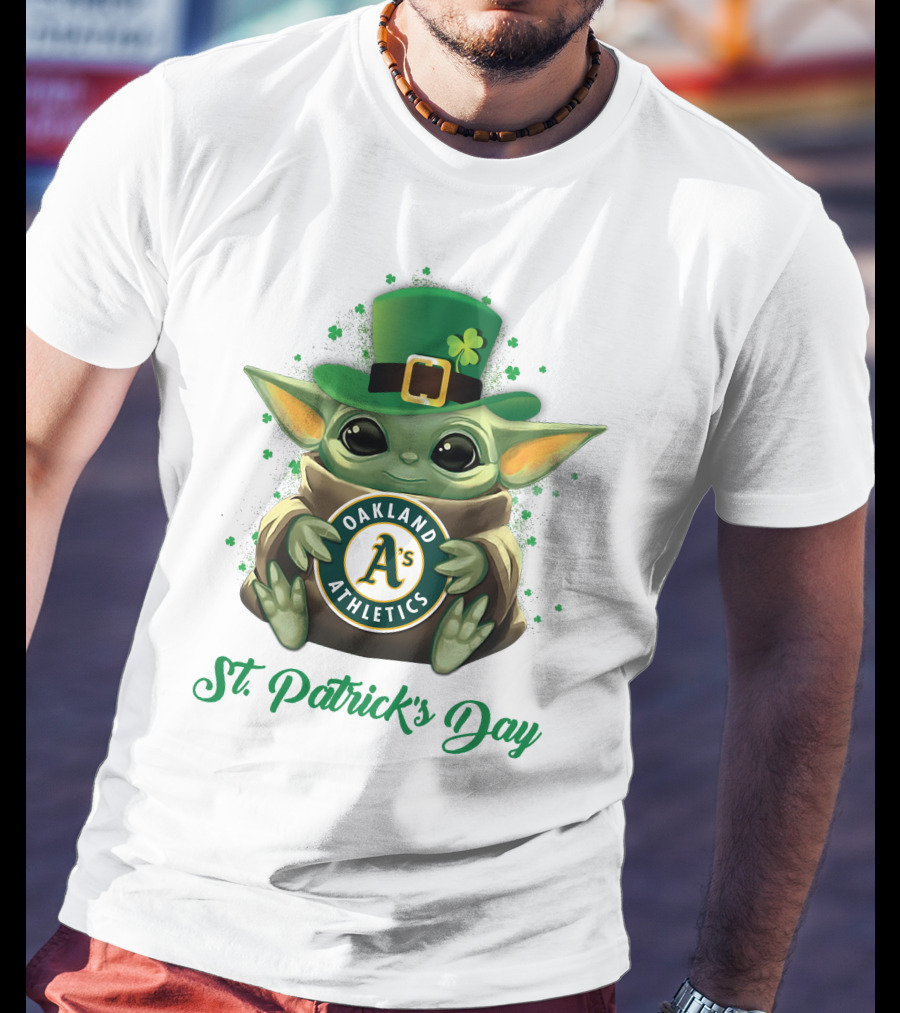 Oakland Athletics Baby Yoda St. Patrick's Day T-Shirt