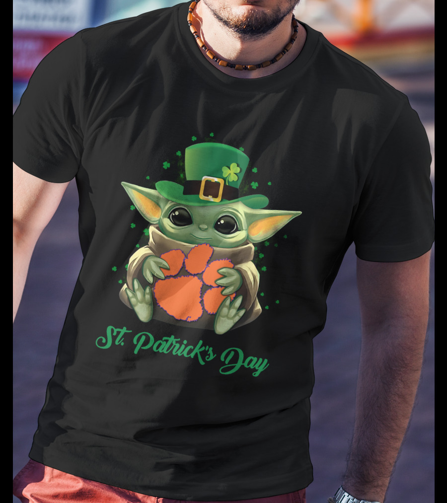 Clemson Tigers Baby Yoda St. Patrick's Day T-Shirt