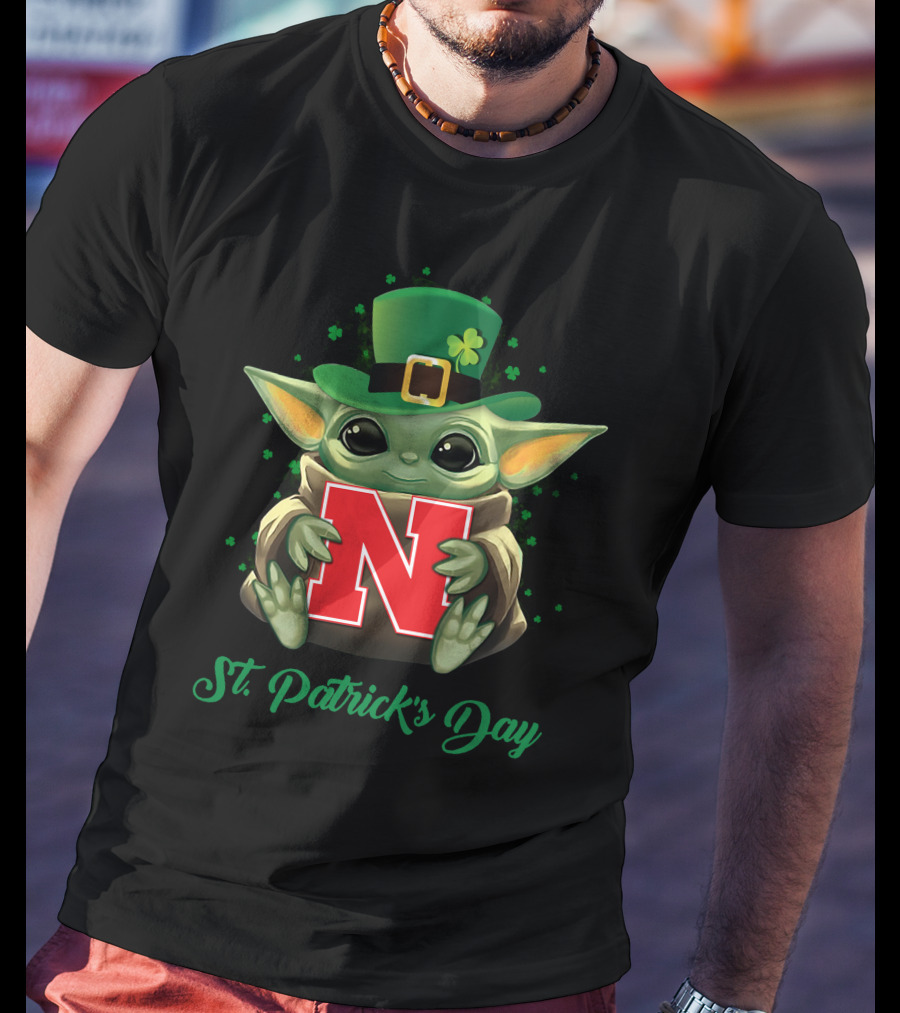 Nebraska Cornhuskers Baby Yoda St. Patrick's Day T-Shirt