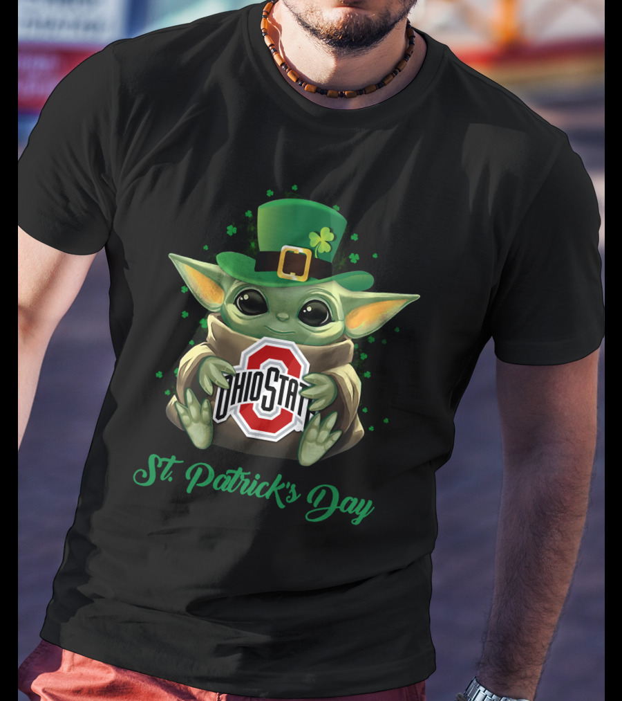 Ohio State Buckeyes Baby Yoda St. Patrick's Day T-Shirt
