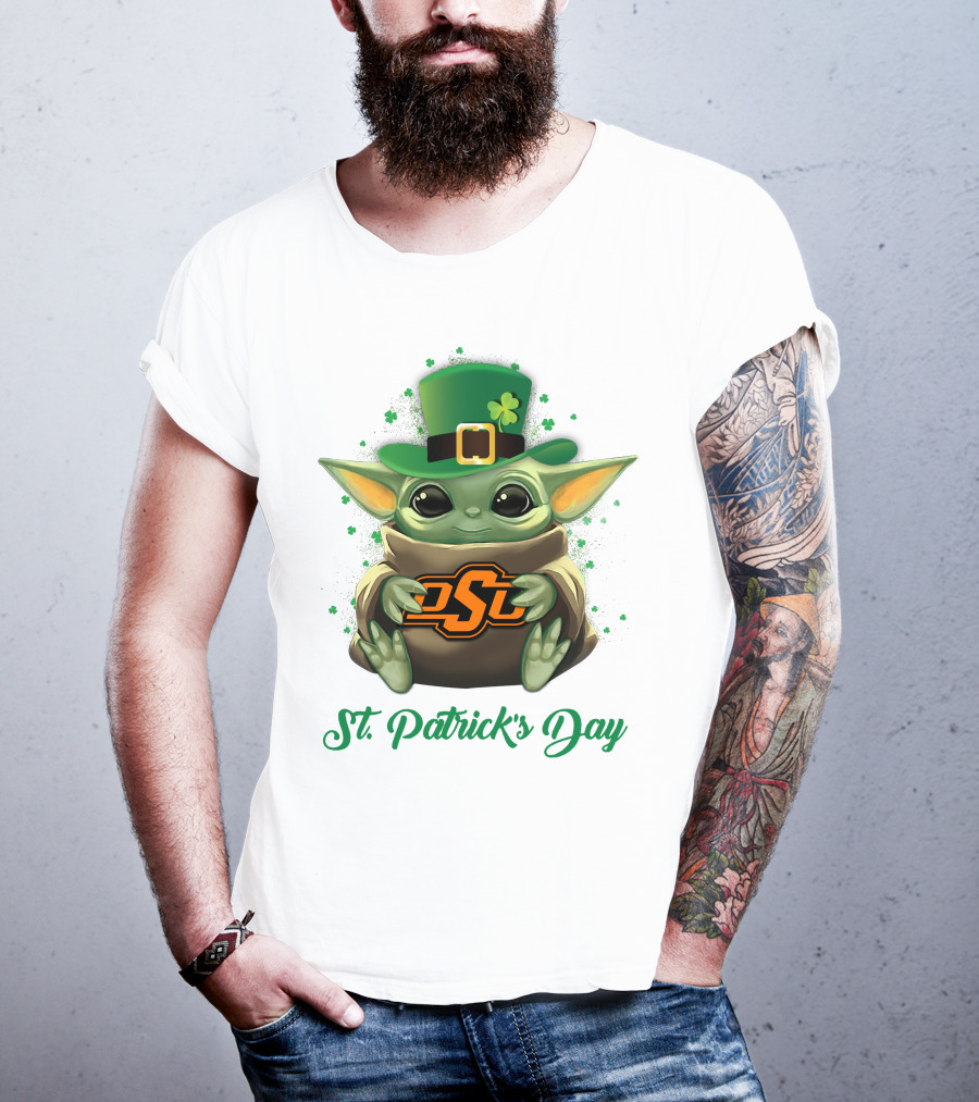 Oklahoma State Cowboys Baby Yoda St. Patrick's Day T-Shirt