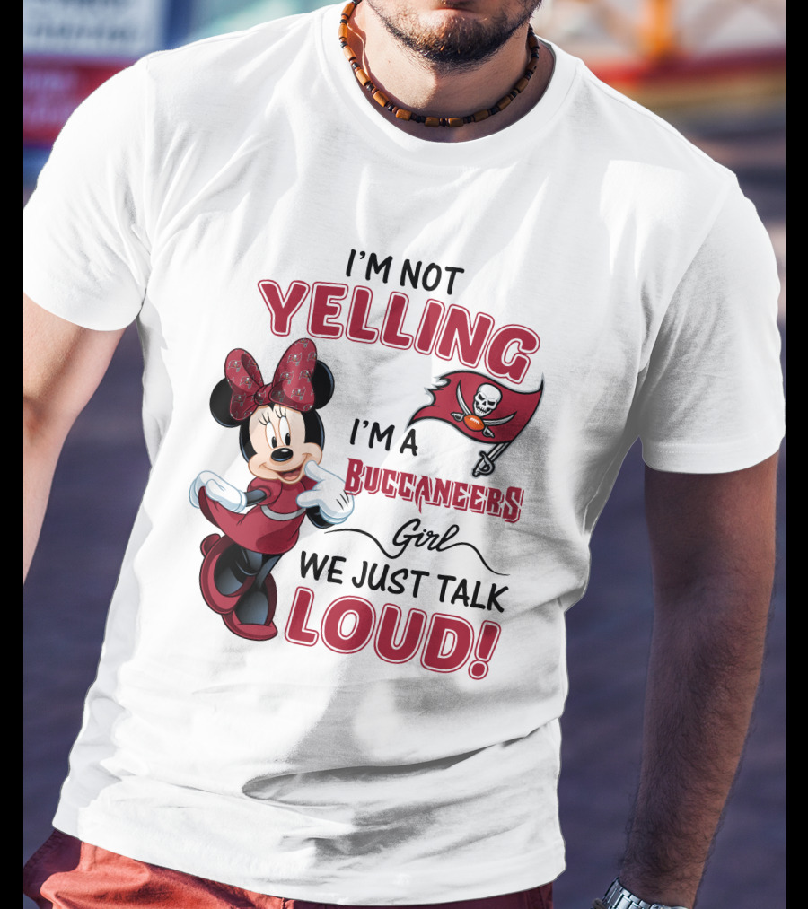 Tampa Bay Buccaneers Minnie Mouse Yelling Girl Loud  T-Shirt