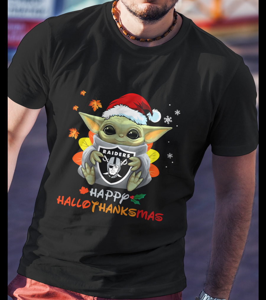Las Vegas Raiders Baby Yoda Happy Hallothanksmas 505 L1PTT T-Shirt