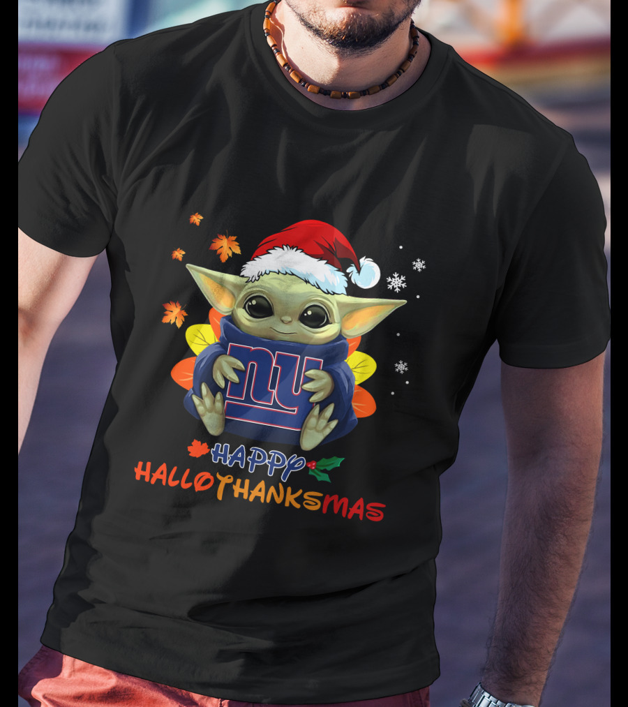 New York Giants Baby Yoda Happy Hallothanksmas T-Shirt