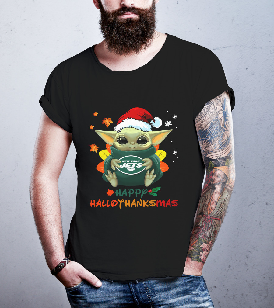 Happy Hallothanksmas New York Jets Baby Yoda 505 L1PTT T-Shirt