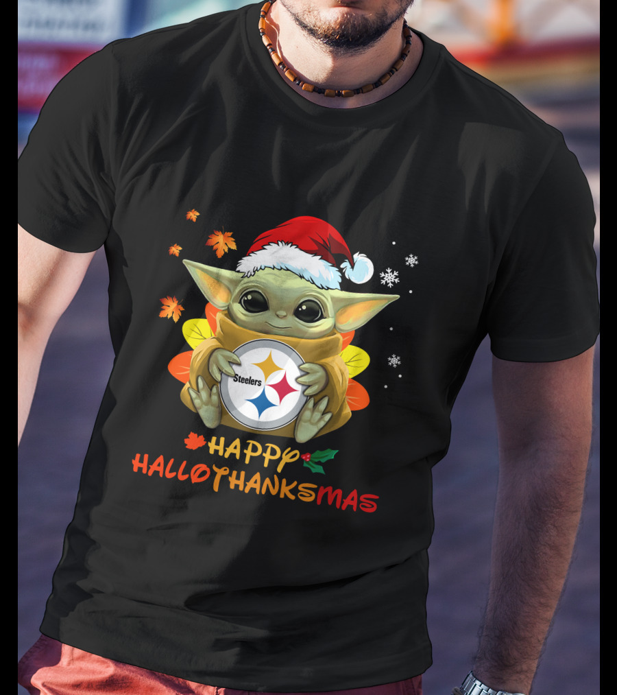 Happy Hallothanksmas Pittsburgh Steelers Baby Yoda 505 L1PTT T-Shirt