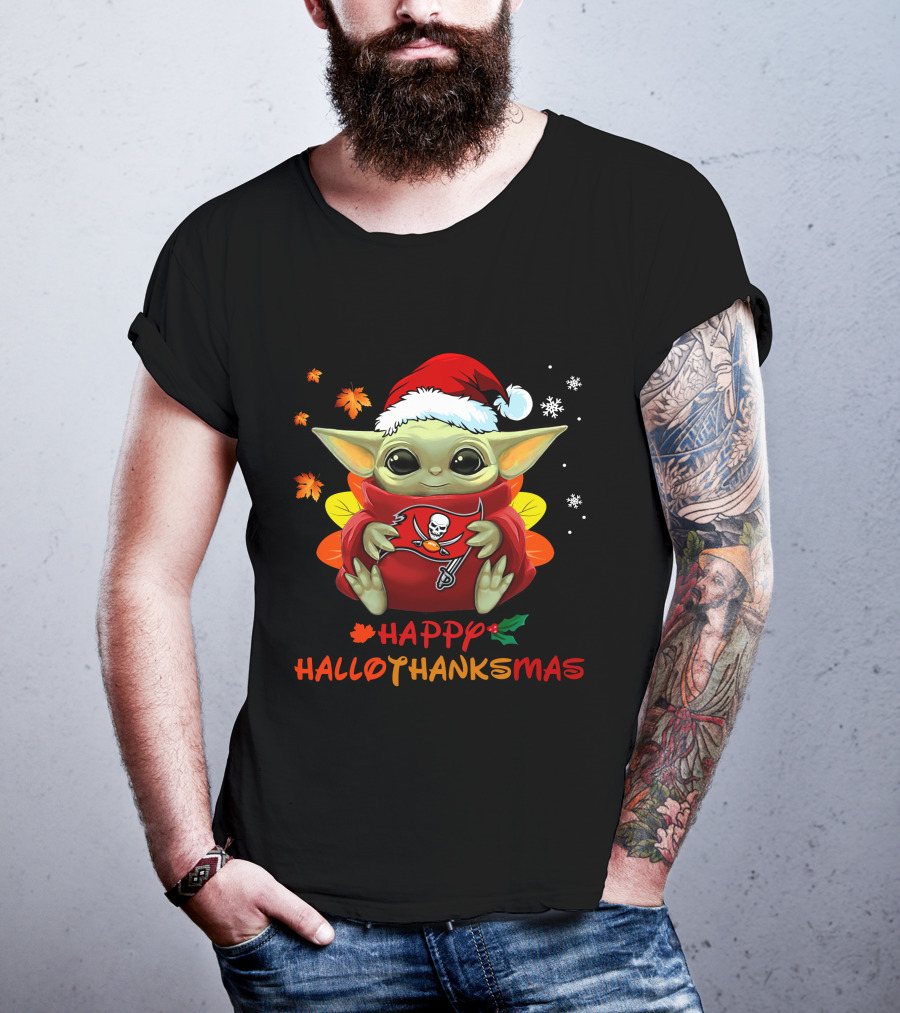 Happy Hallothanksmas Tampa Bay Buccaneers Baby Yoda 505 L1PTT T-Shirt