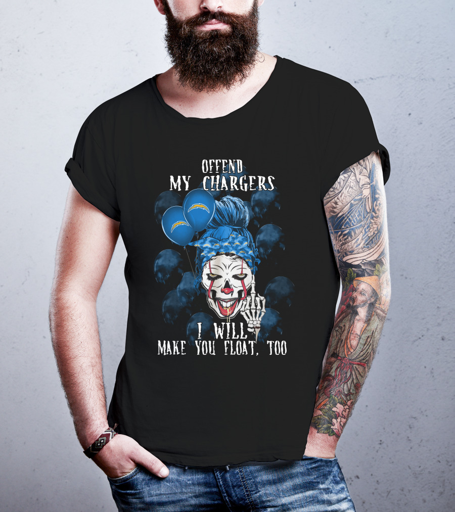 Offend My Chargers I Will Make You Float Too Los Angeles Chargers Halloween T-Shirt