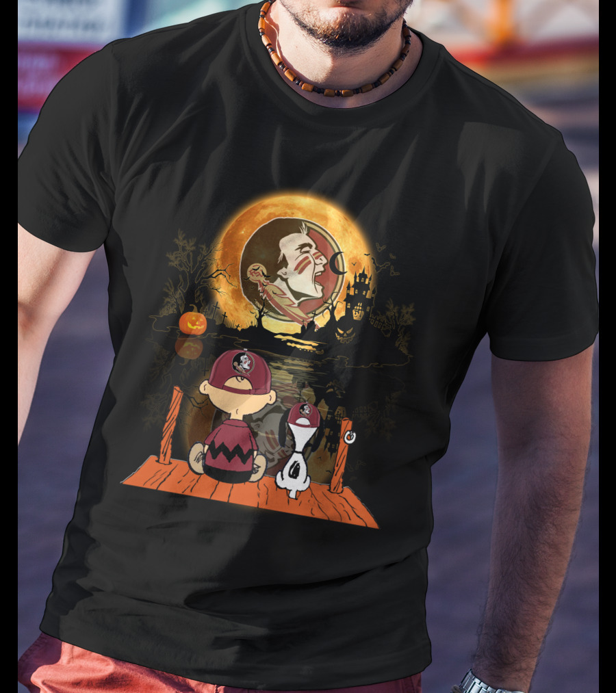Florida State Seminoles Halloween Moon Peanuts Charlie Brown Woodstock T-Shirt