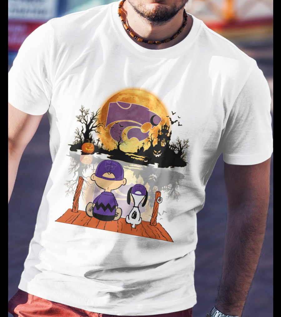 Kansas State Wildcats Halloween Moon Peanuts T-Shirt