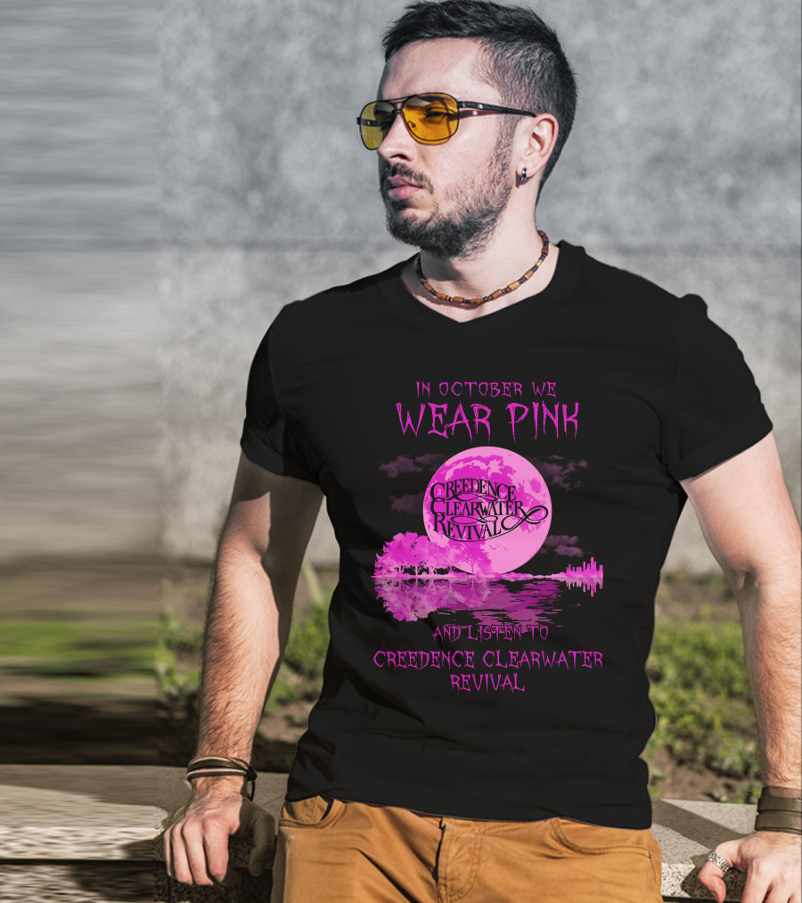 In October We Wear Pink And Listen To Creedence Clearwater Revival Moon Scene T-Shirt