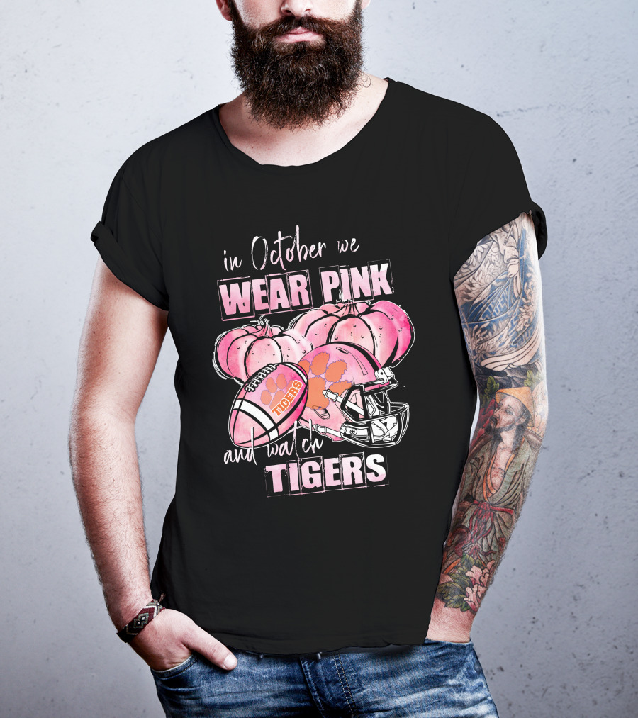 Clemson Tigers In October We Wear Pink Pumpkins And Football Helmet 509NCAA L1MTH T-Shirt