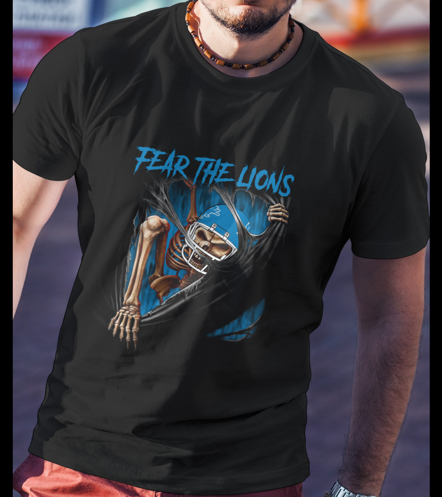 Fear The Lions Detroit Lions Skeleton 515NFL L1MTH T-Shirt
