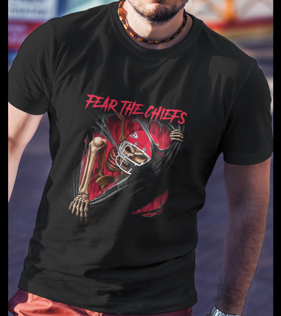 Fear The Chiefs Kansas City Chiefs Skeleton 515NFL L1MTH T-Shirt
