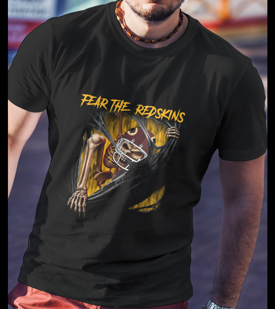 Fear The Redskins Skeleton 515Nfl Washington Redskins T-Shirt