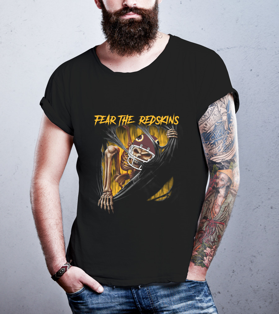 Fear The Redskins Skeleton 515Nfl Washington Redskins T-Shirt