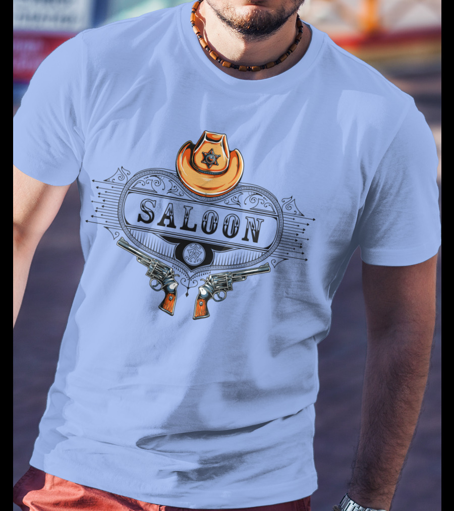 Saloon Cowboy Hat And Revolvers Vintage Western T-Shirt