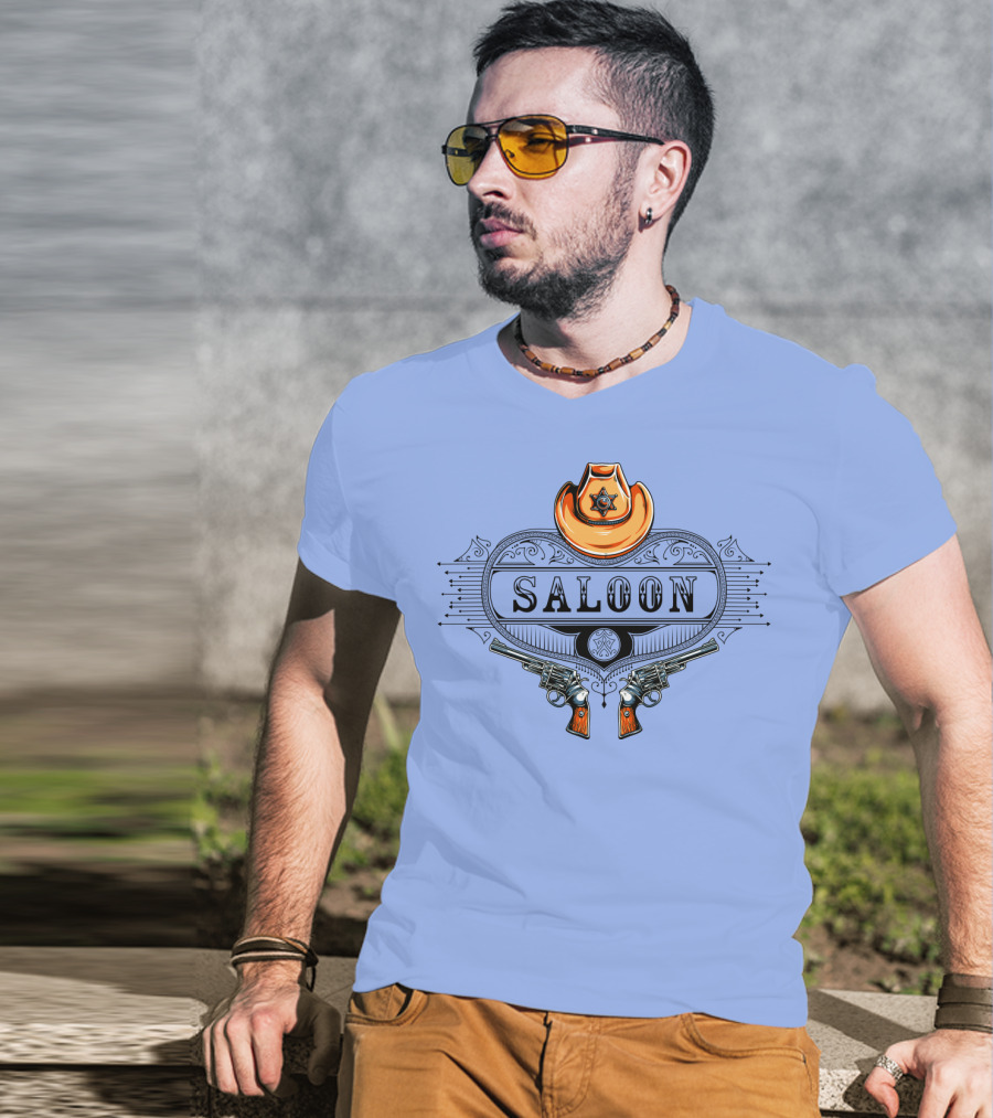 Saloon Cowboy Hat And Revolvers Vintage Western T-Shirt