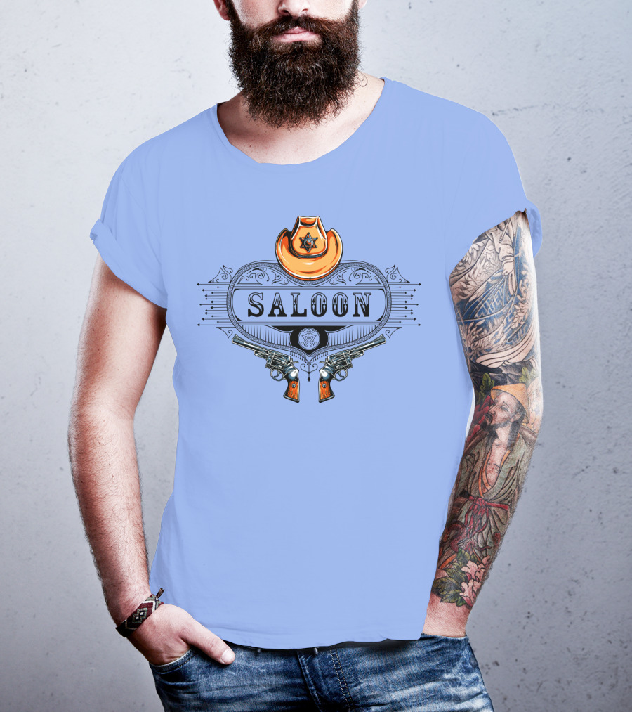 Saloon Cowboy Hat And Revolvers Vintage Western T-Shirt
