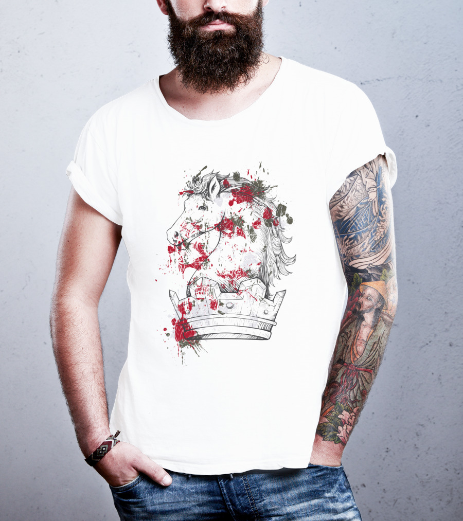 Horse Crown Art Blood Splatter T-Shirt