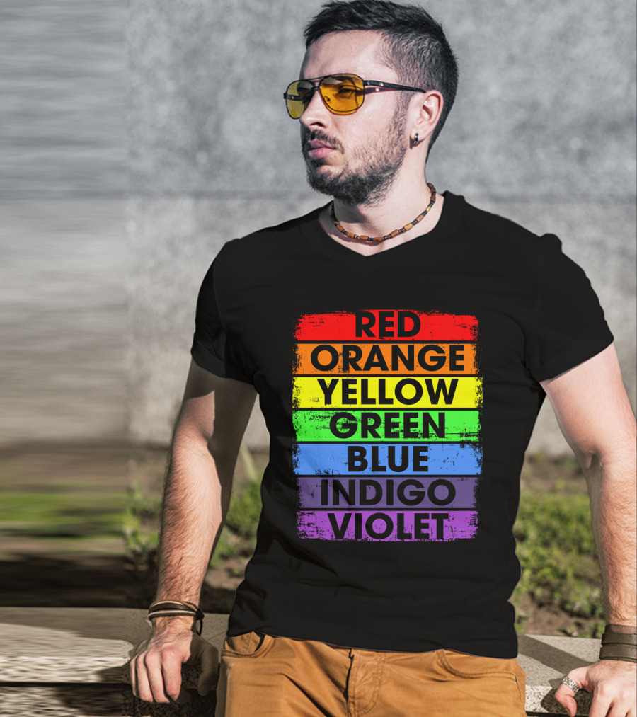 Colors Of The Rainbow Red Orange Yellow Green Blue Indigo Violet T-Shirt