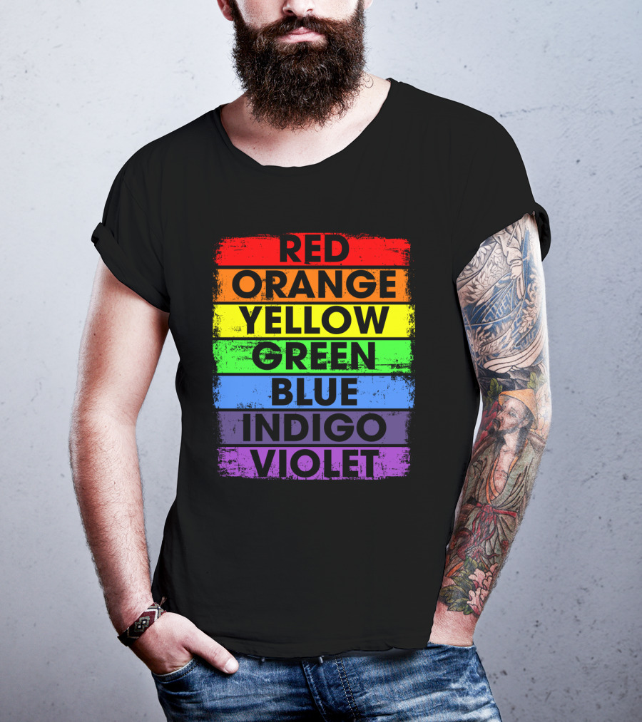 Colors Of The Rainbow Red Orange Yellow Green Blue Indigo Violet T-Shirt