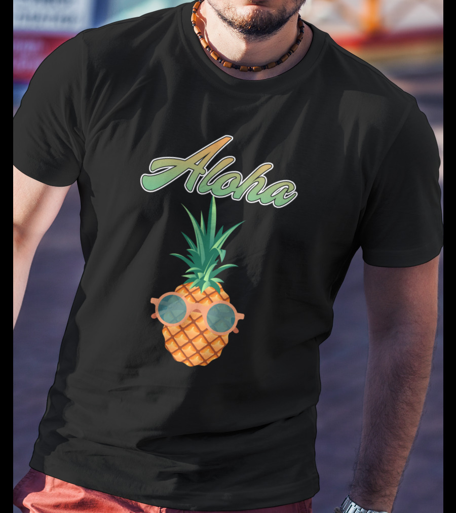 Aloha Cool Colorful Pineapple With Sunglasses T-Shirt