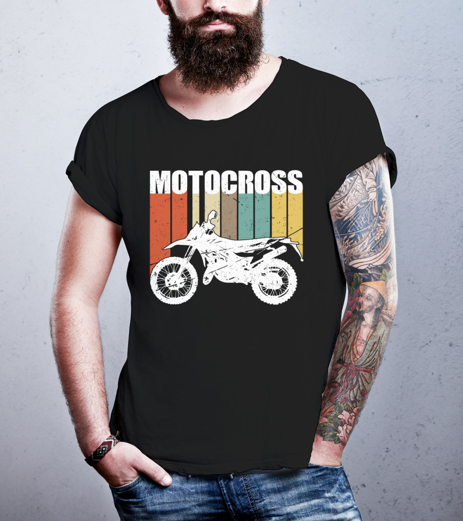 Motocross Vintage Dirt Bike Retro Stripes T-Shirt