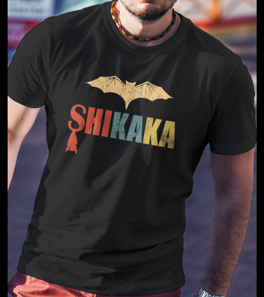 SHIKAKA Bat Silhouette T-Shirt