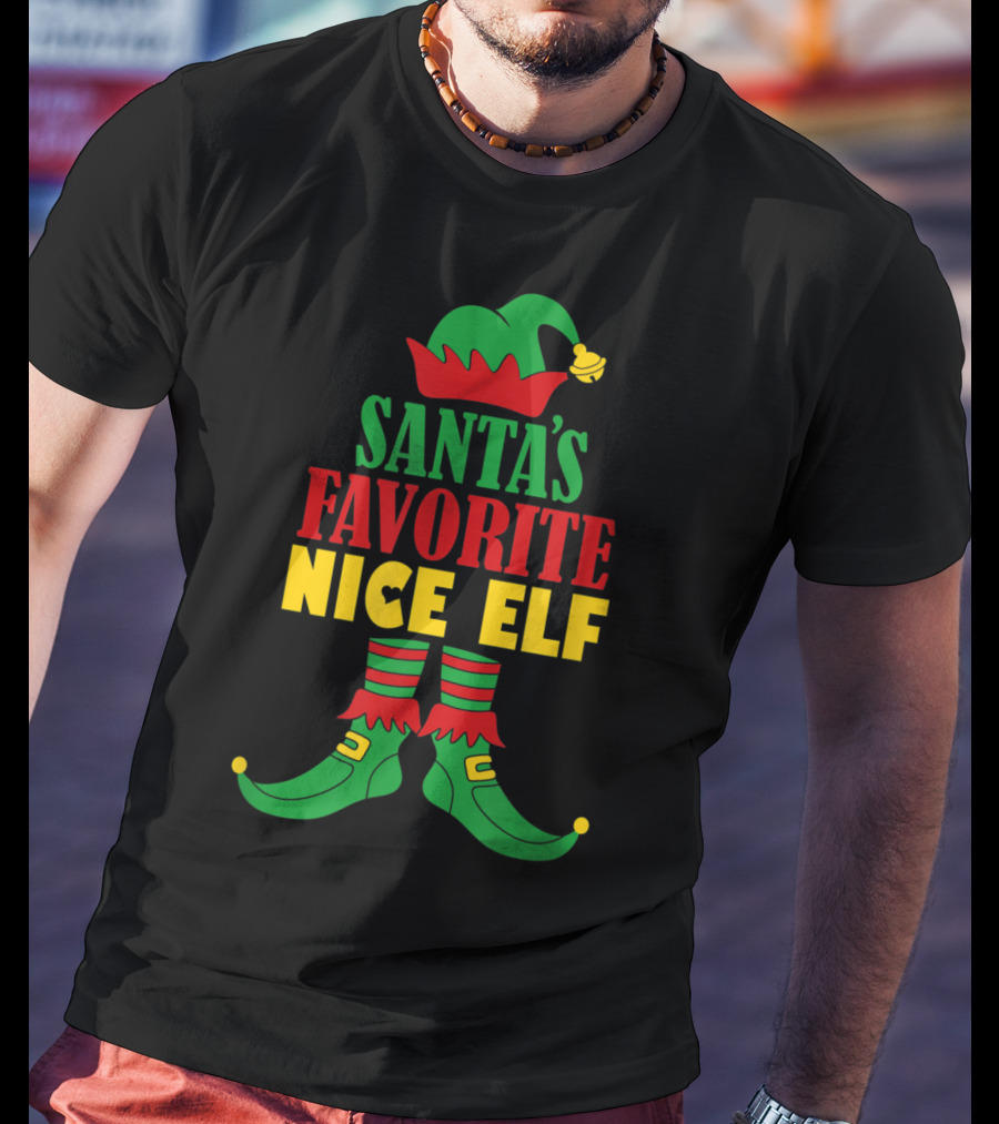 Santa's Favorite Nice Elf Christmas Matching T-Shirt