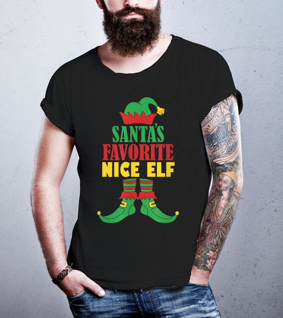Santa's Favorite Nice Elf Christmas Matching T-Shirt