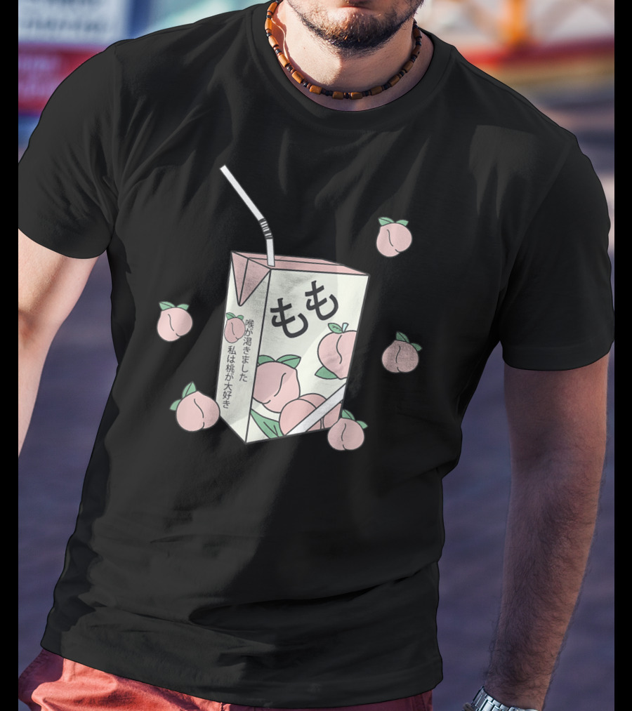 Japanese Momo Peach Juice Box Aesthetic Otaku Anime 90s T-Shirt