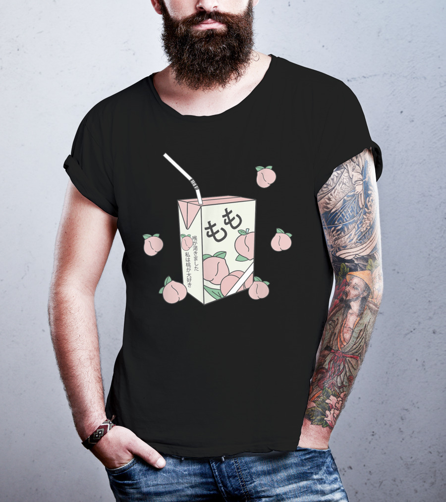 Japanese Momo Peach Juice Box Aesthetic Otaku Anime 90s T-Shirt