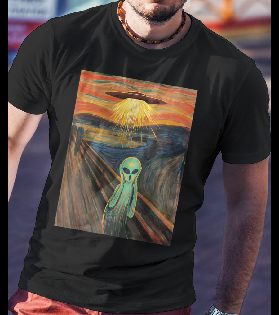 Alien Scream Munch UFO Painting T-Shirt