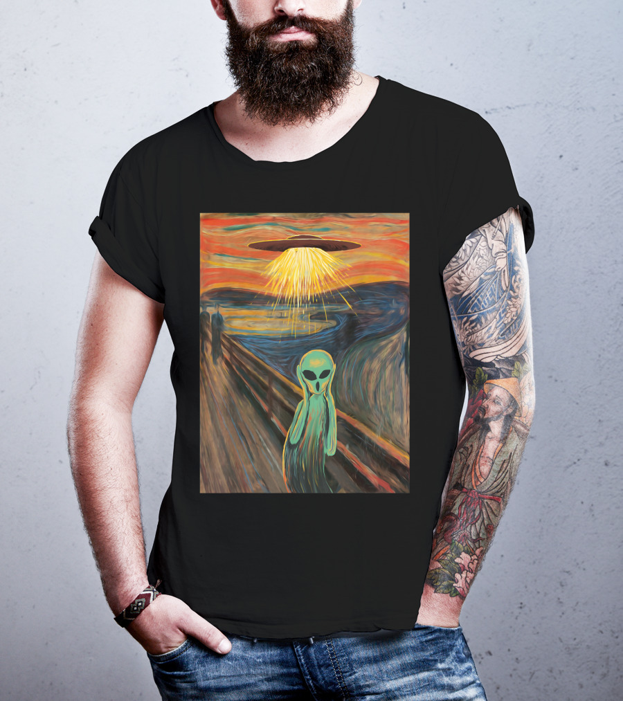 Alien Scream Munch UFO Painting T-Shirt
