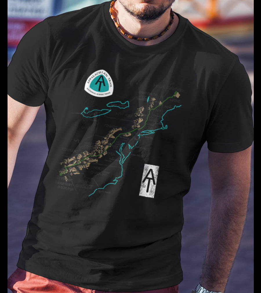 Appalachian Trail National Scenic Trail Map With Mount Katahdin And Springer Mountain T-Shirt