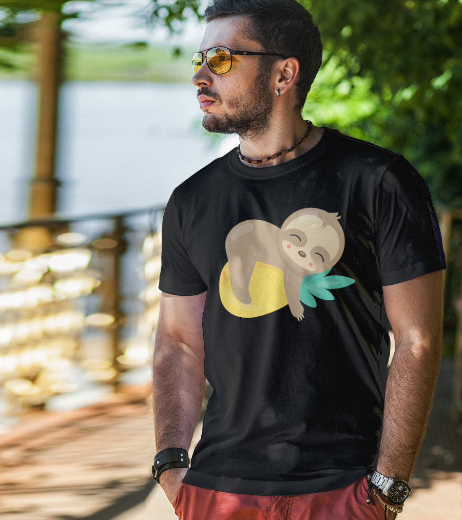 Baby Sloth Sleeping On Pineapple T-Shirt