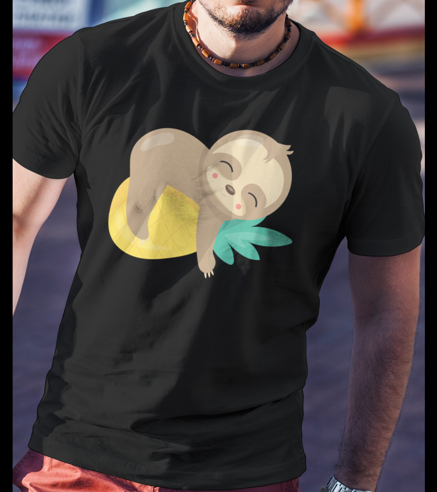 Baby Sloth Sleeping On Pineapple T-Shirt