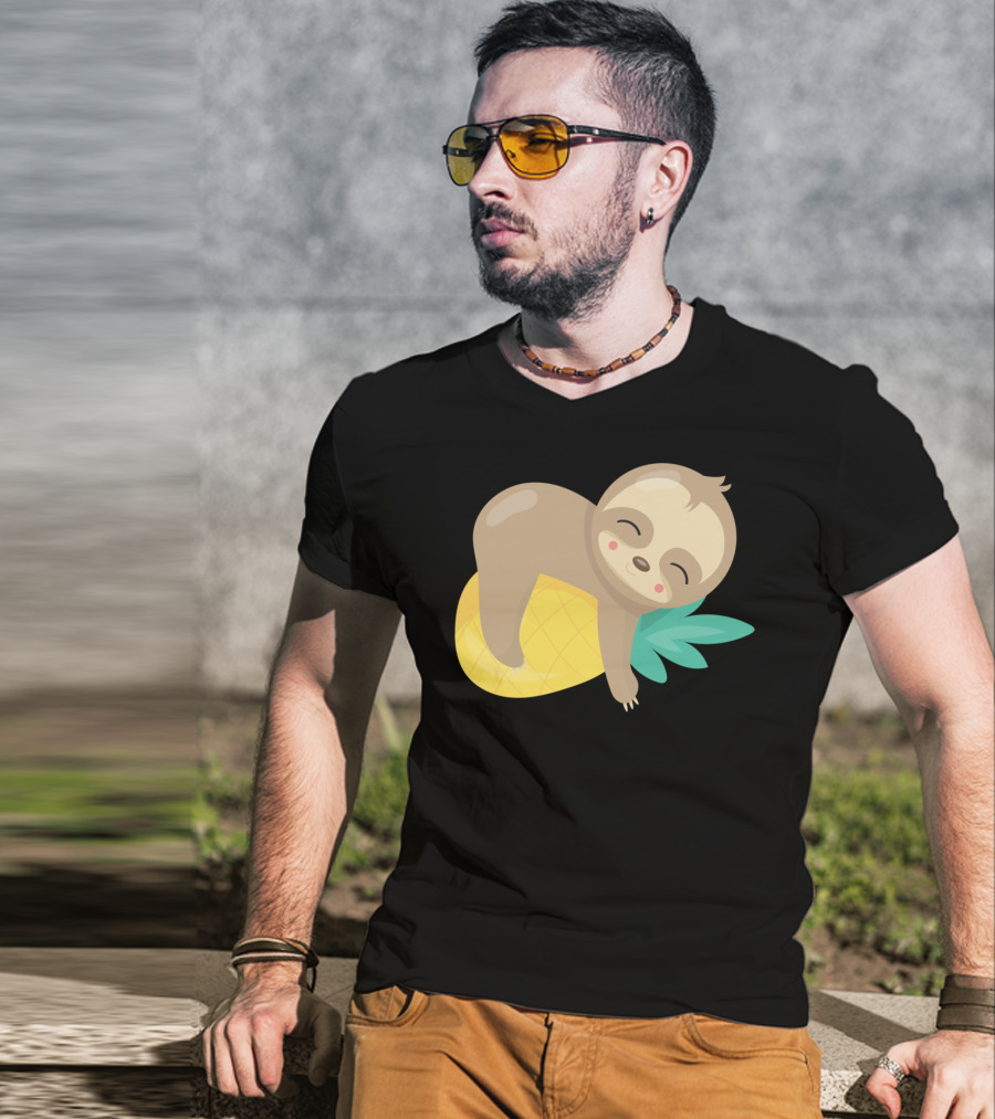 Baby Sloth Sleeping On Pineapple T-Shirt