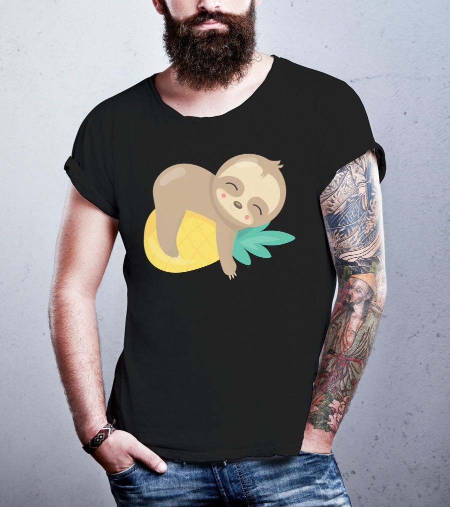 Baby Sloth Sleeping On Pineapple T-Shirt