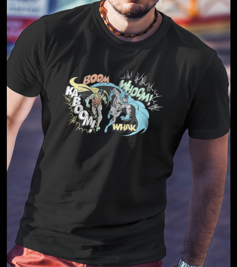 Batman Robin Kaboom Whoom Whak Action T-Shirt