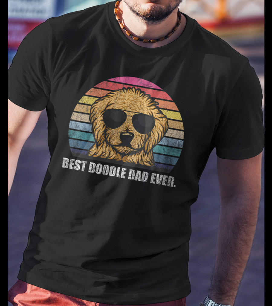 Best Doodle Dad Ever Vintage Style Retro Sunglasses Dog T-Shirt