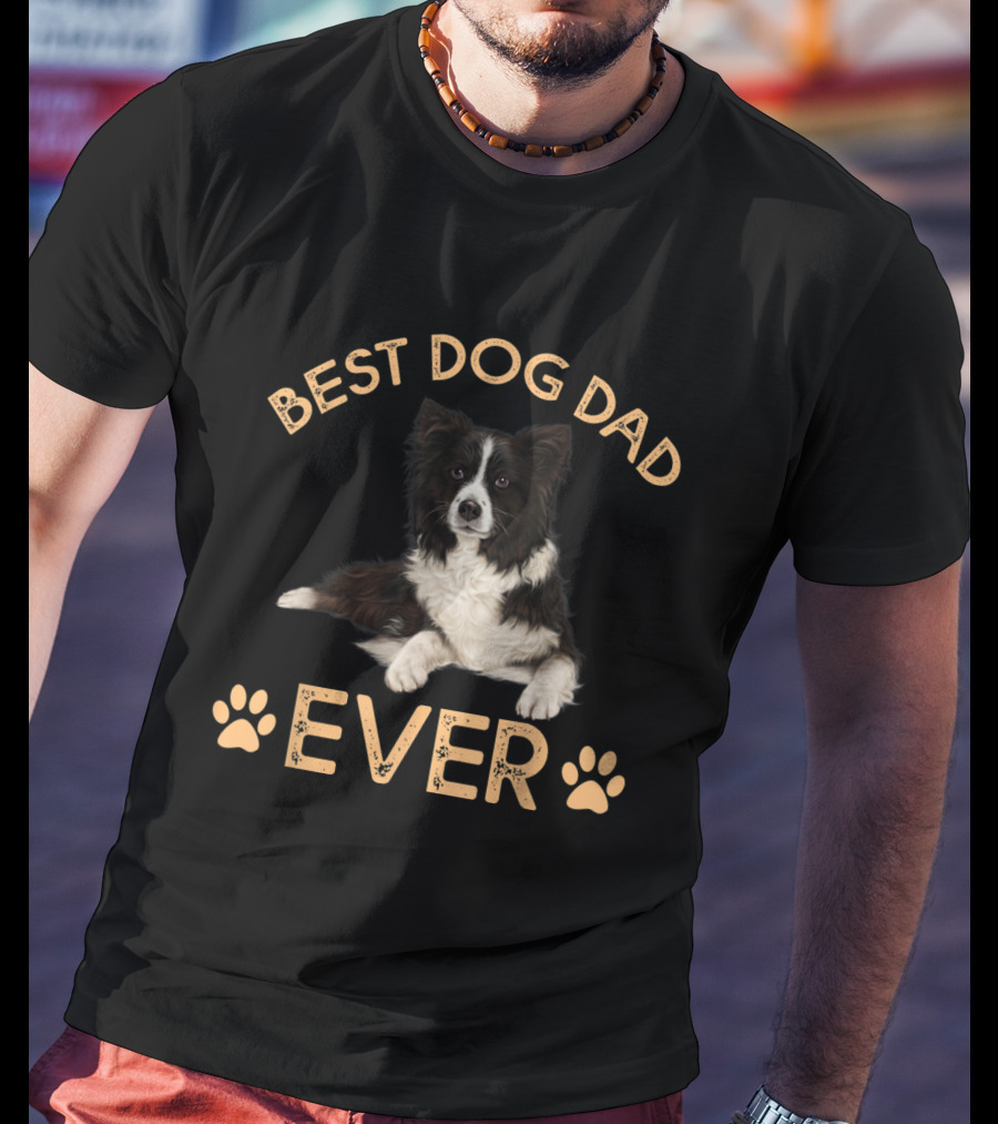 Best Border Collie Dog Dad Ever Paw Prints T-Shirt